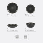 Gibson Elite Beckett Stoneware Matte Reactive Glaze 16 Piece (Service for 4) Plates and Bowls Dinnerware Set - Black