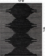 Rugshop Bohemian Stripe Stain Resistant High Traffic Living Room Kitchen Bedroom Dining Home Office Area Rug 12' x 15' Black