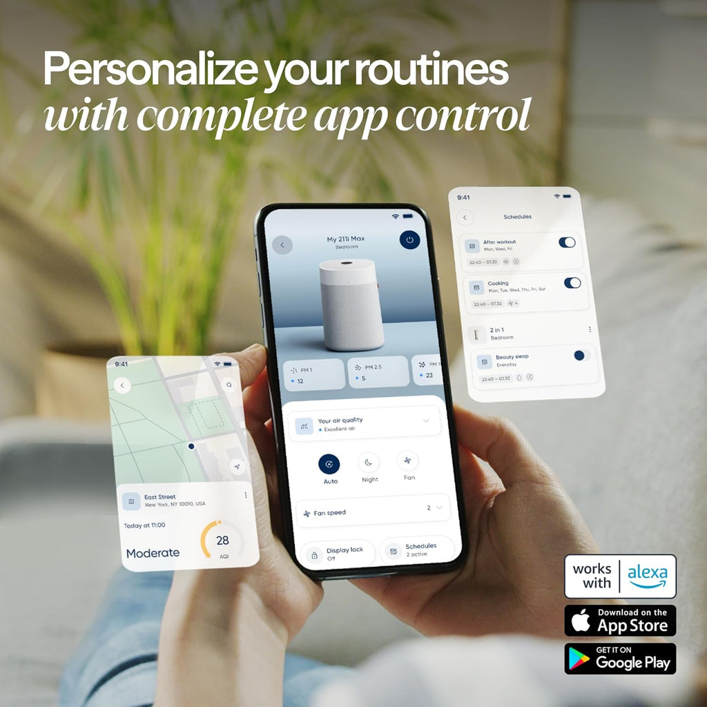 BLUEAIR Air Purifiers for Large Rooms  Cleans 3 048 Sqft In One Hour  HEPASilent Smart Air Cleaner For Home  Pets  Allergies  Virus  Dust  Mold  Smoke - Blue Pure 211i Max