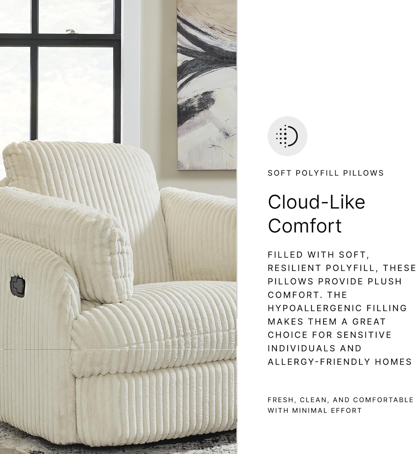Signature Design by Ashley Tie-Breaker Casual Swivel Glider Recliner with Hidden Storage, White