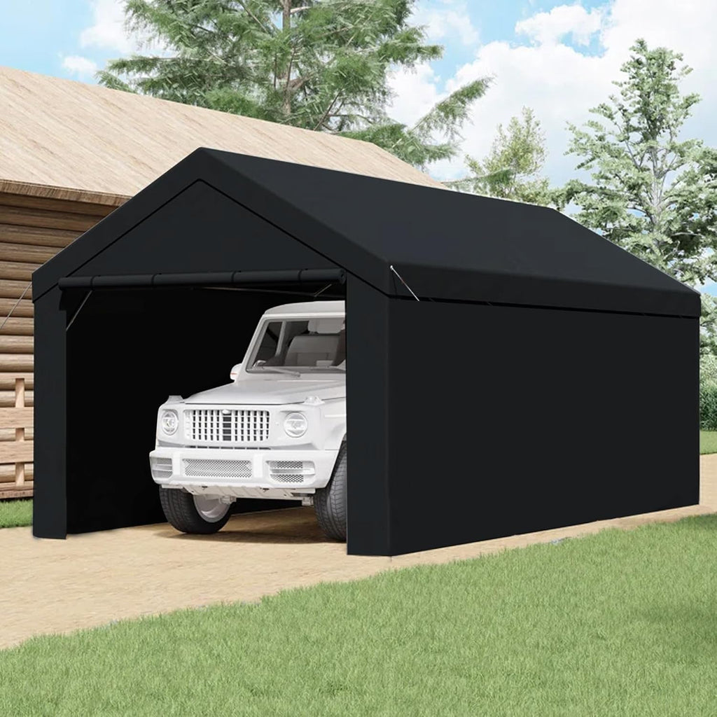 Caravan Canopy Car Tent Sidewalls for Carport, Garage & Shed, Domain, 10 x 20 Ft, Black (Roof and Canopy Not Included) - Portable Vehicle and Motorcycle Shelter - Large Outdoor Storage