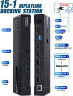 WAVLINK Displaylink Docking Station 3 Monitors with 130W Power Delivery  10Gbps USB for MacBook M1/M2/M3/Windows  USB-C(3 HDMI  2 DisplayPort  2 USB-C  4 USB3.1  Ethernet  Audio)