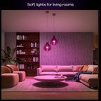 Philips Hue Starter Kit: Bridge Pro + 4 A19 E26 Smart Bulbs, White & Color Ambiance, Dimmable, Smart Light Hub, Works with Apple Home, Alexa, Google, Samsung SmartThings