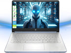 HP Laptop with Microsoft Office and 1TB Cloud Storage (1-Year) | 14 inch HD Computer | 4GB RAM | 128GB UFS | Intel 4-Core CPU(Beat i3-10110U) | Webcam | USB-C | Windows 11 Home in S Mode | LE Bundle