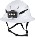 Klein Tools 60407T2RL Type 2 Hard Hat, Vented Full Brim, Class C Hard Hat with Chin Strap, 6-Point Suspension with Accessory Mounts, Washable Padding, and Rechargeable Headlamp