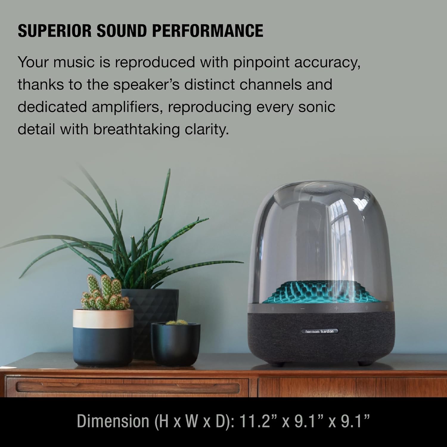 Harman Kardon Aura Studio 4 - Bluetooth Home Speaker - Superior Sound Performance - 5 Diamond-Effect Lighting Themes - Made with Recycled Materials (Renewed)  Black