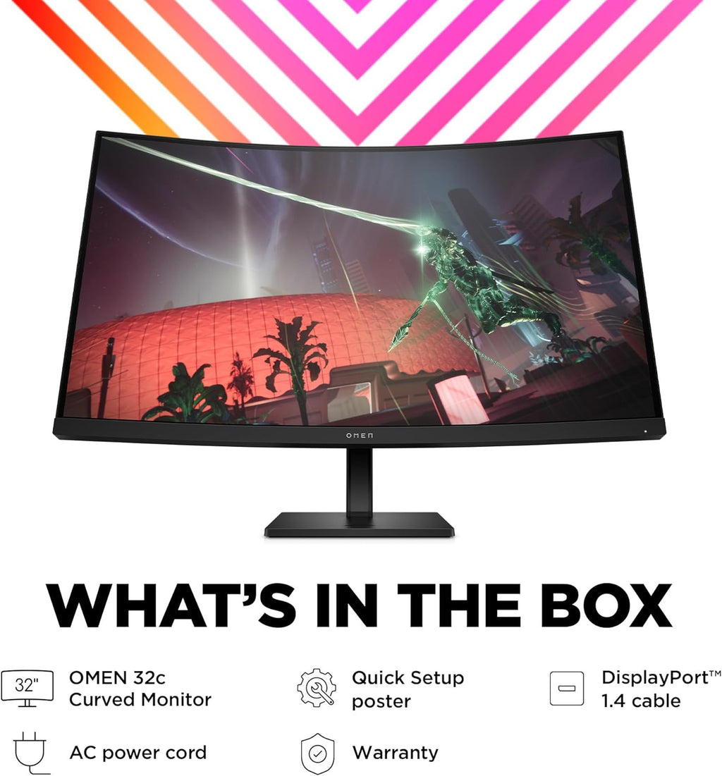 HP OMEN 32c QHD 165Hz Curved Gaming Monitor  QHD Display (2560 x 1440)  VA Panel  99% sRGB  90% DCI-P3  16:9  AMD FreeSync Premium Technology  32c (2023)