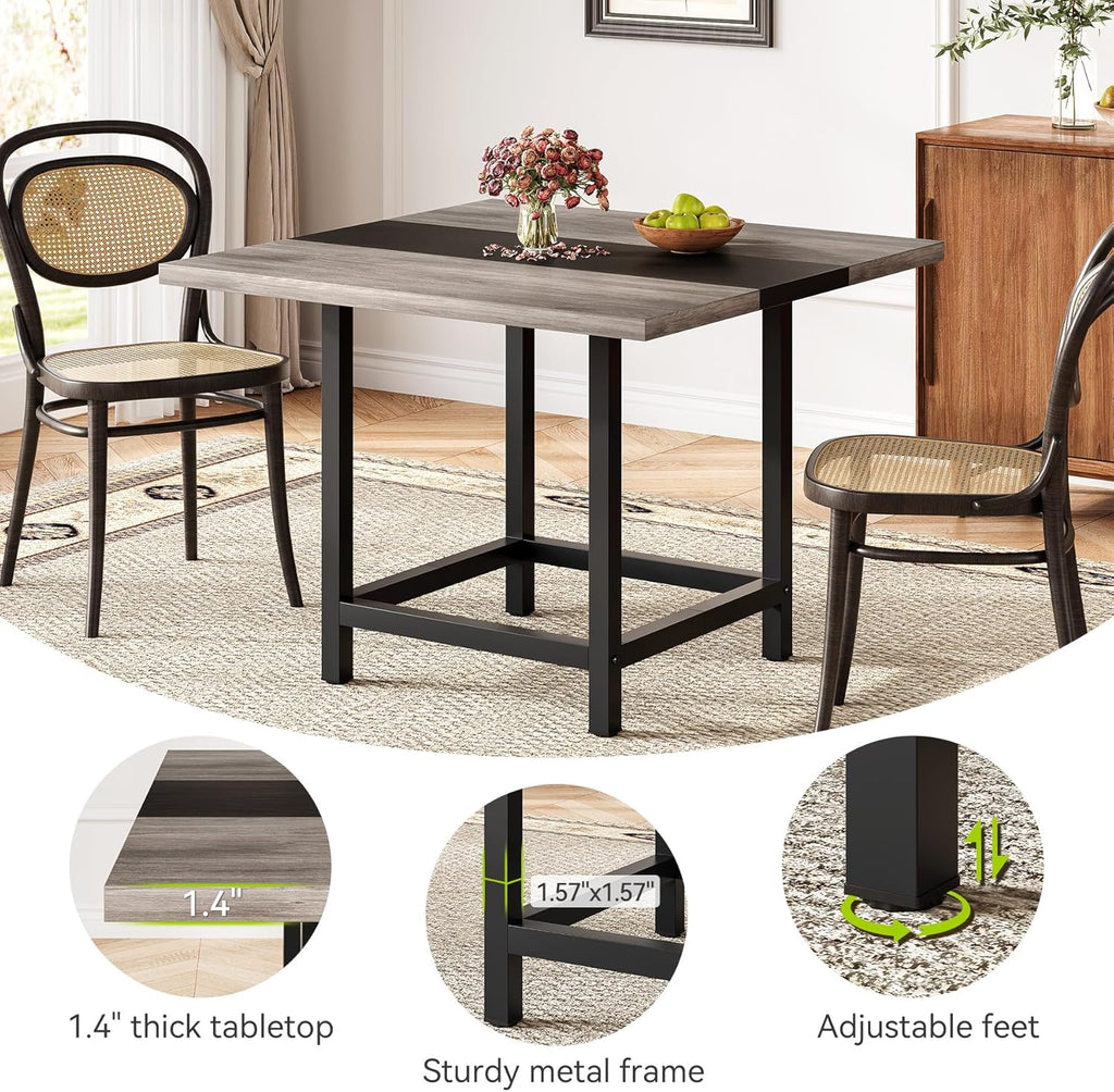 LITTLE TREE 39-Inch Square Small Conference Room Table for 4 People, Wood Computer Desk for Home Office, Small Space (Chair not Included)