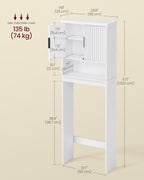 VASAGLE MAXE Collection - Over The Toilet Storage Cabinet, 23.6-Inch Wide Mid Century Modern Bathroom Organizer with Fluted Doors, Adjustable Shelf, Space-Saving, Cloud White UBTS028WB01S