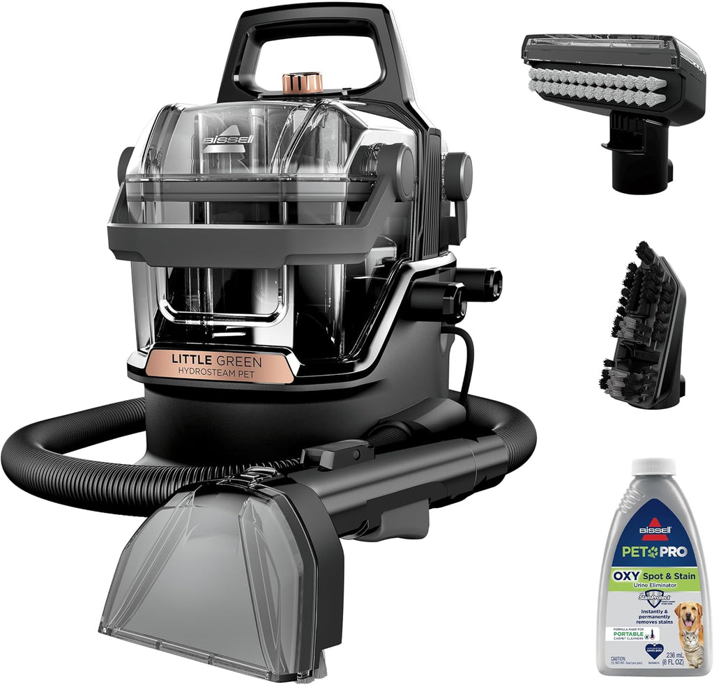 BISSELL Little Green HydroSteam Multi-Purpose Portable Carpet and Upholstery Cleaner, Car and Auto Detailer, 3618