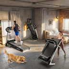 HitGo Treadmill with 15% Auto Incline,10 MPH High Speed Running Machine for Home Gym,Silent Brushless Motor,265lbs Weight Capacity,Air Cushion Shock Absorption,Bluetooth App Kinomap HitGo,Black