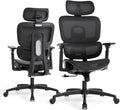 Magshion Ergonomic Office Chair, Swivel Executive Work Task Chair with Adjustable Headrest, 3D Armrests, Tilt Lock and Lumbar Support, Mesh Desk Chair for Home Office, 350 LBS Capacity, Black
