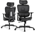 Magshion Ergonomic Office Chair, Swivel Executive Work Task Chair with Adjustable Headrest, 3D Armrests, Tilt Lock and Lumbar Support, Mesh Desk Chair for Home Office, 350 LBS Capacity, Black