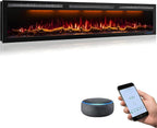 72 Inch WiFi Electric Fireplace Heater, Recessed or Wall Mounted, Ultra‑Slim 5.51" Deep, 750/1500W, 12 Flame Colors & 12 Ember Bed Colors,Remote & App Control, Works with Alexa & Google Home