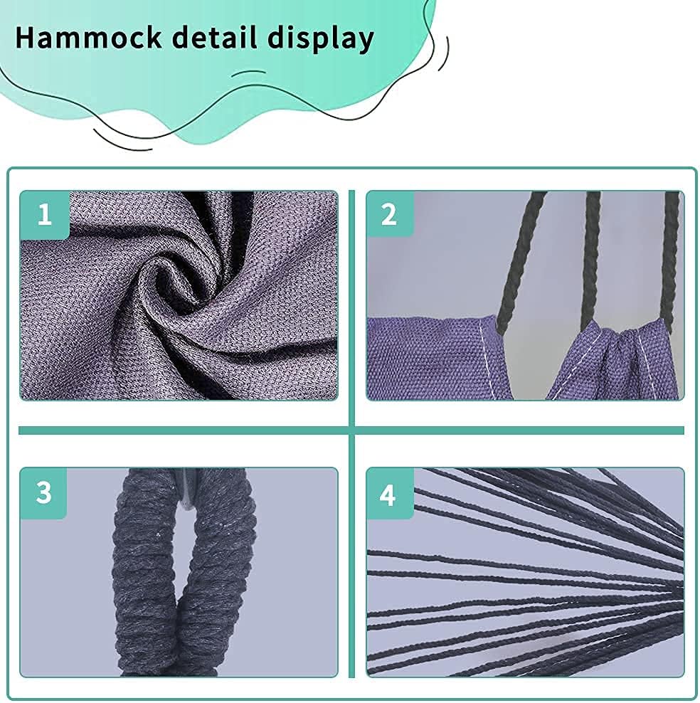 YUCAN Hammock Chair Stand with Hanging Swing Chair Included,Weather Resistant and Saving Space Stand Max 450 Lbs, Quality Cotton Weave Wrap Whole,Suitable for Indoor Outdoor Patio Yard（Grey） Patented