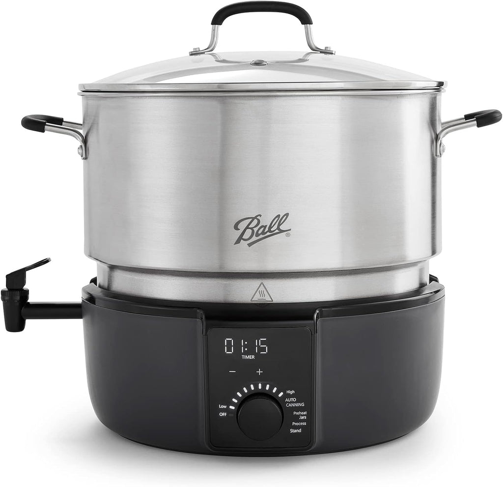 Ball EasyCanner Electric Water Bath Canner, 21-Quart Capacity, Automated Heating, Multicooker & Steamer Functionality