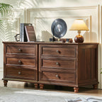 Farmhouse Nightstand Set of 2 with Charging Station, 24" Wide End Table with 3 Drawers,Dresser for Bedroom,Bed Side Table Chest of Drawers Cabinet,Wood Brown Night Stand for Living Room