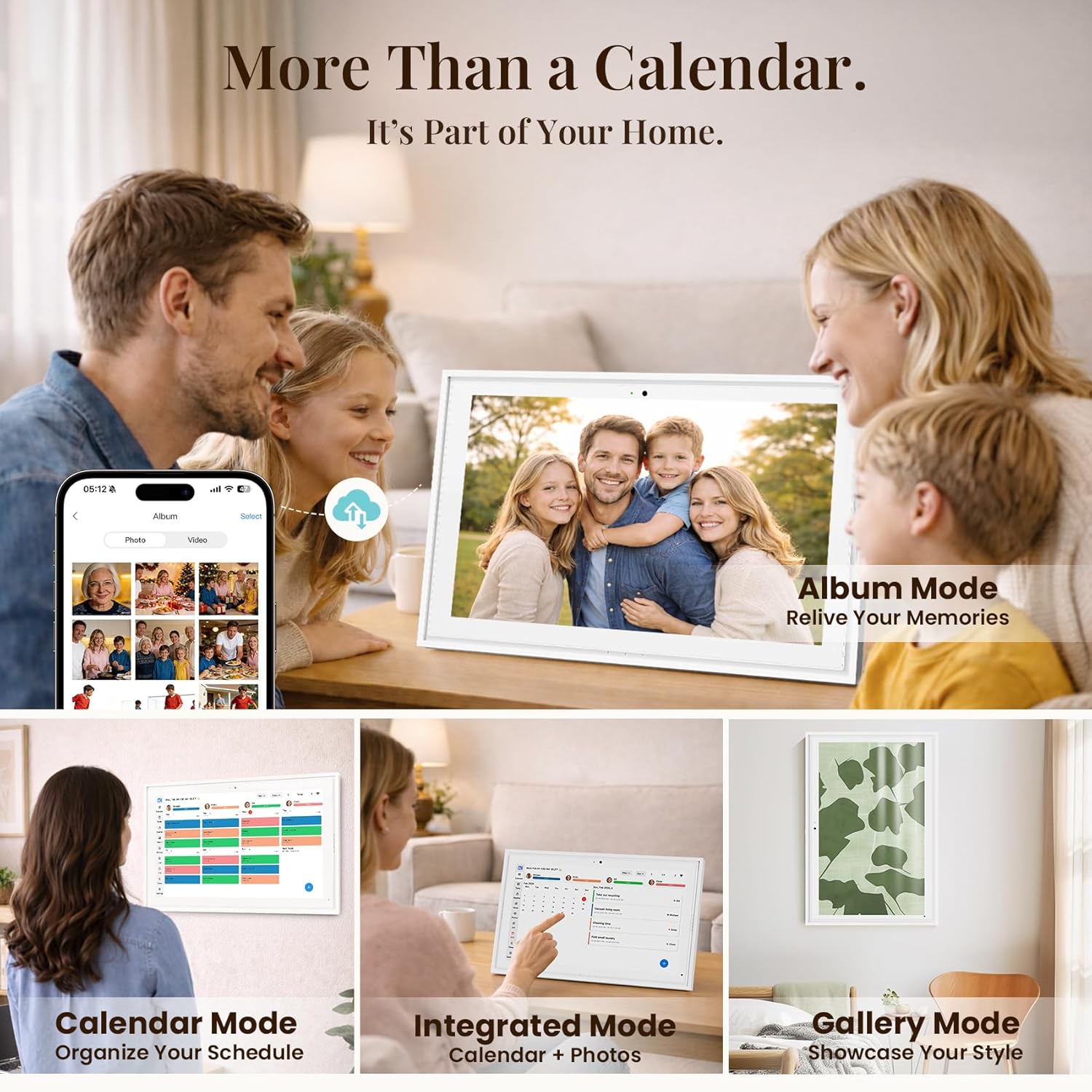 Digital Calendar: 15.6-inch Wall Planner Digital Calendar & Chore Chart with Video Call  2K Smart Touchscreen Interactive Display for Family Schedules  4+64GB  Wall/Desk Mountable  Great for Organizing Your 2026 Calendar