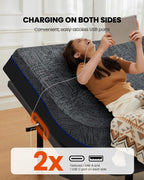 Amada Twin XL Adjustable Bed Frame and 14 Inch Cooling Gel Memory Foam Mattress Set, Head & Foot Incline, Wireless Remote, USB Ports, LED Night Light, Medium Firm Support