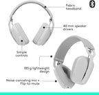 Logitech Zone Vibe 100 Lightweight Wireless Over Ear Headphones with Noise Canceling Microphone, Advanced Multipoint Bluetooth Headset, Works with Teams, Google Meet, Zoom, Mac/PC - Off White