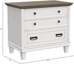 Ashford & Sons Wood Lateral File Cabinet, 31" H x 36" W x 21" D, White Finish, Locking Legal/Letter File Drawers, Ball Bearing Glides, Durable Fully Assembled Office Storage Solution