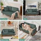 Tbfit 65" Corduroy Love Seat with Spring Cusions, Mid Century Modern Loveseat Sofa for Livingroom & Bedroom, Comfy Upholstered Small Couch