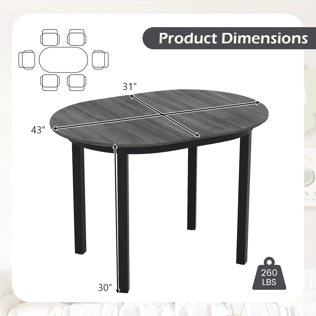 Giantex 43" Wooden Dining Table for 2-4 People, Oval Kitchen Table w/Rubber Wood Legs, Farmhouse Dining Room Desk for Small Place Apartment, Home Office Living Room Furniture, Load 260 LBS