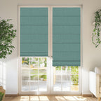 BERISSA Blackout Roman Shades for Windows Cordless,Pull Down Linen Fabric Roman Blinds,Privacy Window Shades for Door Windows,Bedroom,Office,Easy to Install,Turquoise,66" W x 48" H