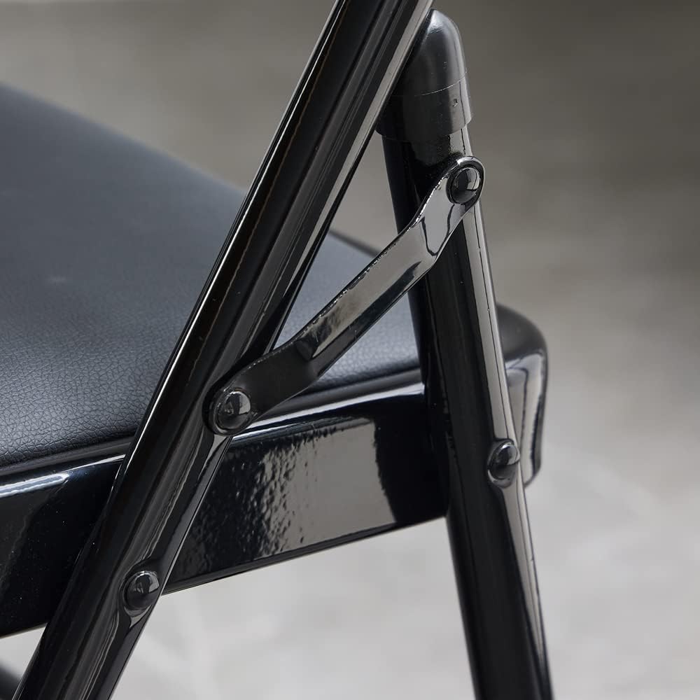 Karl home 6 Pack Black Folding Chairs with Padded Seats for Outdoor & Indoor, Portable Stackable Commercial Seat with Steel Frame for Events Office Wedding Party, 330lbs Capacity