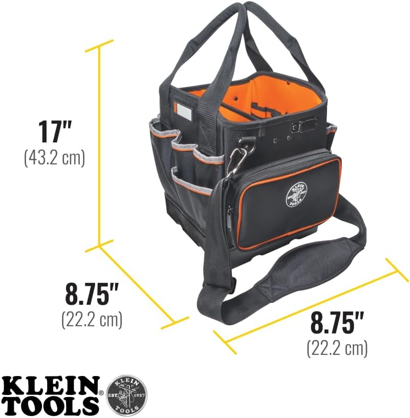 Klein Tools 5541610-14 Tool Bag with Shoulder Strap Has 40 Pockets for Tool Storage and Orange Interior