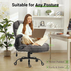 Office Chair, Big and Tall Executive Chairs with Lumbar Support for Back Pain, Breathable Fabric Desk Computer Chair with Adjustable Flip-up Armrests,Wide Cushion Swivel Home Office Chair Black,Grey