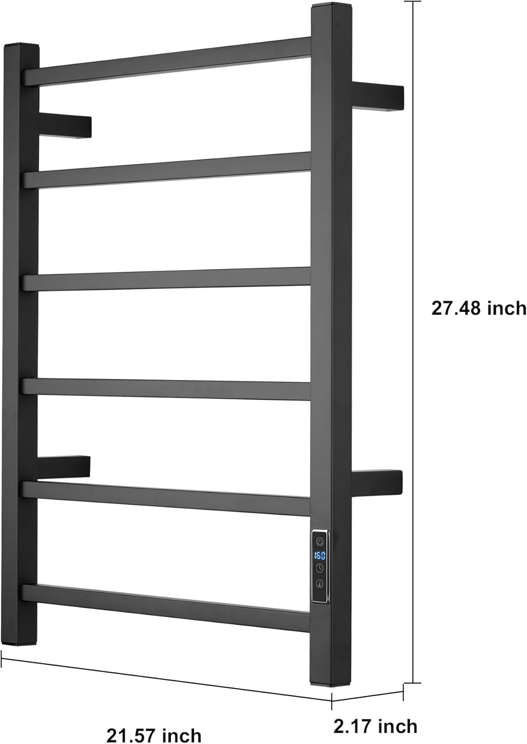 Heated Towel Racks for Bathroom, Wall Mounted Electric Towel Warmer Racks with Timer & Temperature Control, 6 Bar Stainless Steel Towel Heater for Bathroom, Matte Black, Plug-in