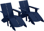 Costaelm Fire Pit Chairs, Outdoor Chair HDPE Adirondack Chair, Modern Patio Porch Chair, Front Porch Backyard Deck Outside Chairs (Set of 2), Navy Blue