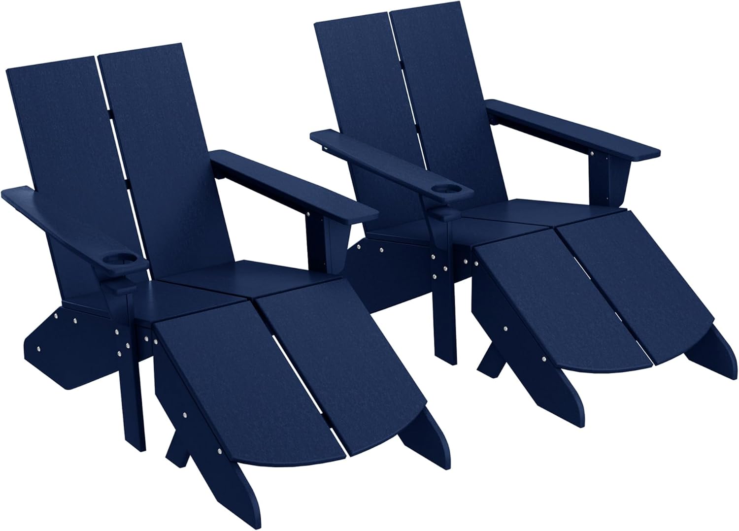 Costaelm Fire Pit Chairs, Outdoor Chair HDPE Adirondack Chair, Modern Patio Porch Chair, Front Porch Backyard Deck Outside Chairs (Set of 2), Navy Blue