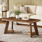 Tribesigns Coffee Table, Farmhouse Center Table with V-Shaped Legs, 47.2 x 23.6 Inches Rectangle Living Room Tables, Easy to Assemble, Rustic Brown