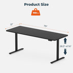 Dual Motor Standing Desk, Large Stand Up Desks, 79x31 Inches Electric Sit Stand Desk, 4 Memory Preset Adjustable Height Home Office Desk (Black)