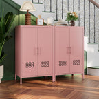 Metal Storage Cabinet with Adjustable Shelves,Metal Sideboard Cabinet with 2 Doors for Home,Office, 42" H x 26" W x 14" D,Assembly Required,Pink