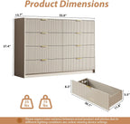 Beige Dresser for Bedroom, 8 Drawer Double Dresser, Modern Chest of Drawers for Bedroom, Living Room, Entryway and Closet, 55" L x 15.7" D x 37.4" H