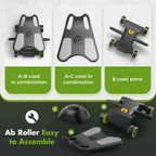 Ab Roller with Elbow Support, Ab Roller Board Core Workout Machine with 4 Wheels, Mini Pilates Reformer Equipment for Home Gym, Abdominal Full-Body Strength Exercise Trainer with Knee Pad