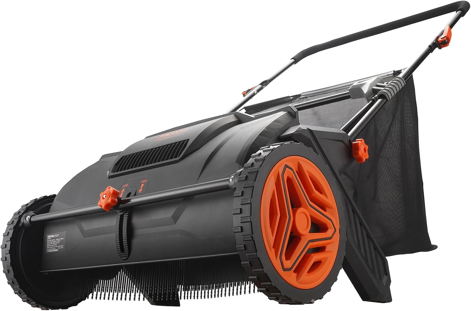 VEVOR Push Lawn Sweeper, 21inch Leaf & Grass Collector, Heavy Duty Thickened Steel Durable to Use with Large Capacity 3.5 cu. ft. Mesh Collection Hopper Bag, 2 Spinning Brushes