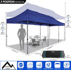 COBIZI 10x30 Pop up Canopy Tent 10x30 Canopy with Sidewalls  Heavy Duty Party Tent Tents for Parties  Foldable UPF 50+ Waterproof Commercial Easy up Canopy with Roller Bag  Navy Blue(Windproof)