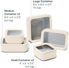 Caraway 13pc Glass Food Storage Container Set - Easy to Store, Non Toxic Lunch Box - with Glass Lids - Includes Storage Organizer - Cream