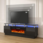 MXV 70" Fireplace TV Stand, Modern Entertainment Center & 36 Inch Electric Fireplace with Remote Control, LED Light, Fire Place Tv Stand for Living Room for TVs up to 80", Black + Black
