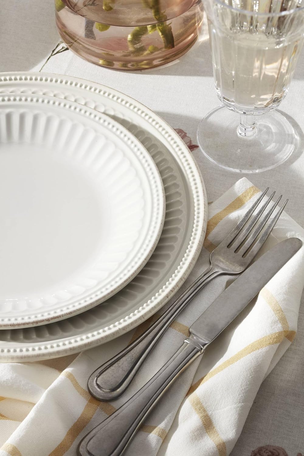 Lenox French Perle Groove 12-Piece Plate & Bowl Set, 23.05 LB, White