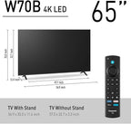 Panasonic TV-65W70BP W70 Series 65 inch LED 4K Ultra HD Smart Fire TV Bundle with 2X 6FT Universal 4K HDMI Cable  Theater Essentials and CPS Exclusive 26 Month Protection Pack (BEACH-CPS-26M1000ATV)