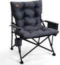 EVER ADVANCED Padded Oversized Folding Camping Chair for Adults, Heavy Duty Lawn Chair with Side Pockets, Portable Collapsible Quad Chair for Outside, Support Up to 500lbs, Black