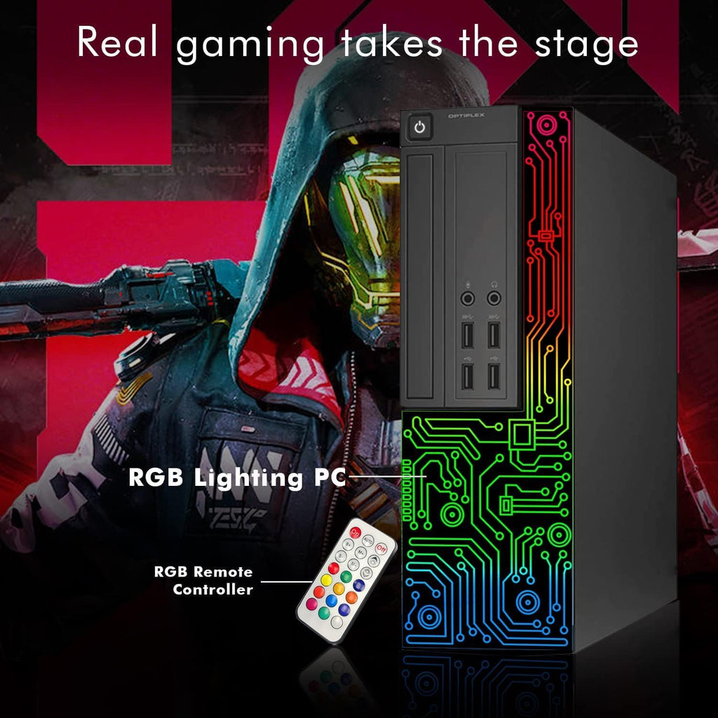 Dell Gaming OptiPlex Desktop RGB Computer PC  Intel Core i7  GeForce GT 1030 2GB GDDR5  16GB RAM  512GB SSD  24 Inch HDMI Monitor  Keyboard Mouse and Headset  WiFi  W11 Pro (Renewed)