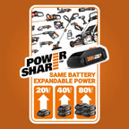 WORX 20V 12'' Cordless String Trimmer & 360 CFM Leaf Blower Combo, 2 Batteries & Charger Included, WG928