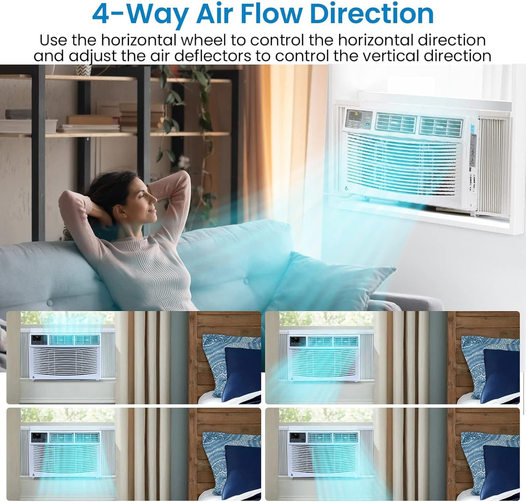 8000 BTU Window Air Conditioner with WiFi, Window AC Unit 110-115V Cools Up to 350 Sq. Ft., Energy Saving with Remote & App Control & Timer Function, Perfect for Small Rooms, Living Room, Office