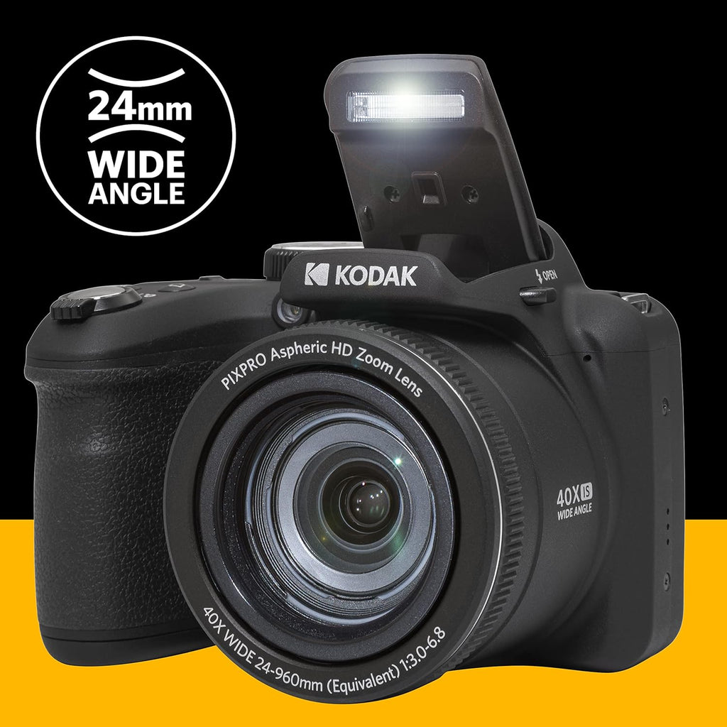 Kodak PIXPRO AZ405-BK 20MP Digital Camera  40X Zoom  24mm Wide Angle Lens  Image Stabilization  1080p Full HD Video  3" LCD  Black